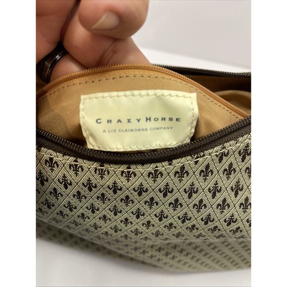 CRAZY HORSE BY LIZ CLAIBORNE SHOULDER BAG FLEUR DE LIS PATTERN EXCELLENT COND - Picture 9 of 10